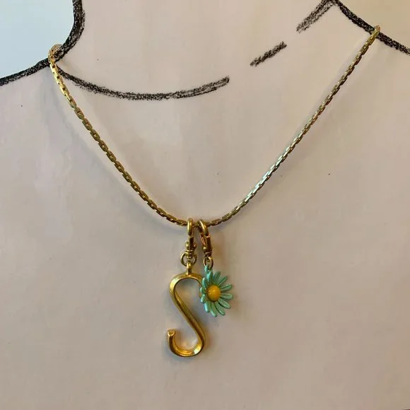 NWT Lulu Frost Plaza Bond Chain Plaza Letter S Charm Daisy Enamel Charm … - Picture 3 of 12